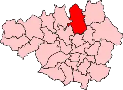 Boundary of Heywood and Middleton North in Greater Manchester