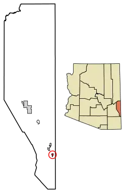 Location of Franklin in Greenlee County, Arizona.