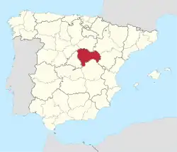 Map of Spain with Guadalajara highlighted