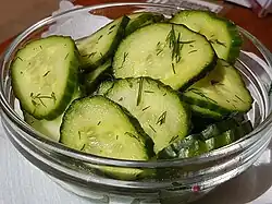 Cucumber salad with dill and onions