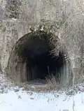 The entrance to the unfinished railway tunnel near Gyueshevo