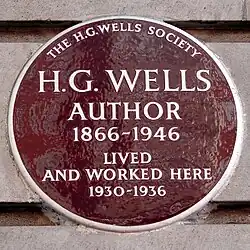 Plaque commemorating H. G. Wells