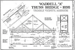 Design plan of the Waddell "A" Truss - reconstructed by HAER & Army Corps of Engineers (1980)