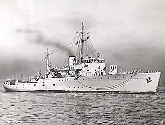 HMAS Rockhampton in Sydney Harbour during 1944