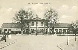 Gezicht op het station Meppel; circa 1930.