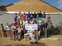 Roanoke College students helping to build a new home.