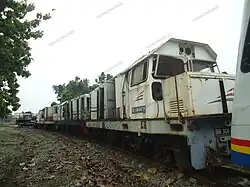 A group of retired BB302, BB303, and BB306 locomotives at Pulu Brayan workshop.