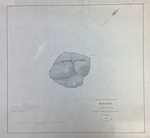 'Trigonometrical plan of the island of Hawlool in the Gulf of Persia' by G.B. Brucks (1823)