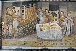 4th century A.D., Mariamin. Instruments of the late Roman Empire, some that would be seen in the Carolingian Empire: crotala (clappers), pipe organ with bellows to power it, double pipes, Oxyvaphi (water-filled metal bowls), kithara, cymbala (castanets).