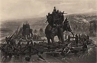 Howdahs with battlements inspired "elephant and castle" imagery