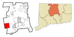 Bristol's location within Hartford County and Connecticut