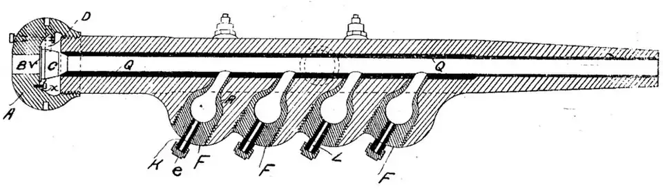 Accelerating gun (1881) by James Richard Haskell