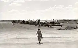 Machines and cadets of the IAF Flight Academy and the Aerobatic Team (white stripes) at the Hatzerim Airbase in 1969