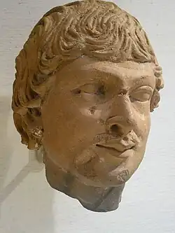 Terracotta head of a male figure, Kushano-Sasanian period, Gandhara region, 4th–5th century AD