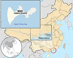 Locator map of Hebao Island in China