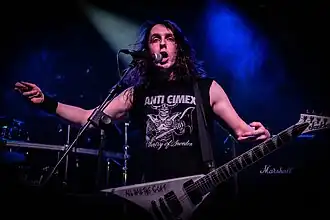 James McBain performing with Hellripper in 2024