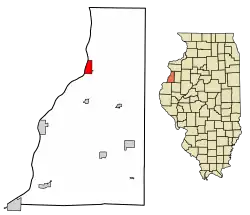 Location of Oquawka in Henderson County, Illinois.