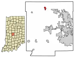 Location of Lizton in Hendricks County, Indiana.