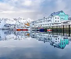 Henningsvær marina buildings