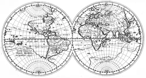 1612 map that includes the discovery of La Austrialia del Espiritu Santo by Pedro Fernandes de Queirós