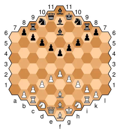 Gliński's hexagonal chess is a variant with a hexagonal board