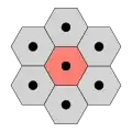 6-connectivity in a hexagonal tiling, 