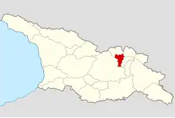 Map highlighting the historical region of Mtiuleti in Georgia