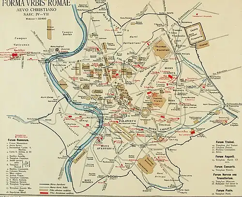 Map of medieval Rome: Lateran Basilica circled.