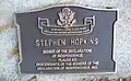 Grave plaque for Governor Stephen Hopkins