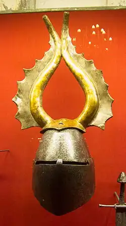 Great helm of Albert von Pranckh, 14th century, showing the style often used by the Teutonic order.