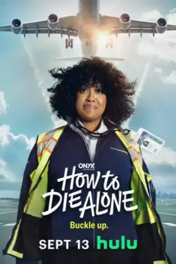 The poster shows the main character, Mel, wearing a windbreaker and a reflective vest on a runway, under a plane that's taking off. The series title is written in white blocky text in the bottom third of the photo.