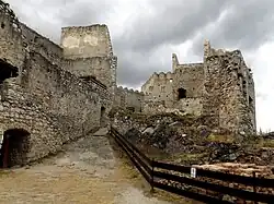 Beckov castle, road to upper courtyard.