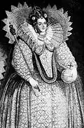 Illustrative of the large farthingale, "The Elizabethan People" by Henry Thew Stephenson
