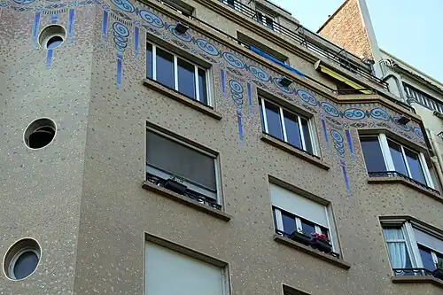 Art Deco – Mosaics on the facade of Quai Louis-Blériot no. 40, Paris, by Marteroy & Bonnel, 1932[75]