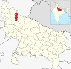 Location of Moradabad district in Uttar Pradesh