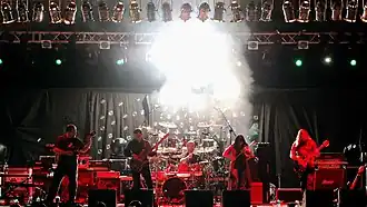 Indukti live at InoRockFest 2009. From left to right: Piotr Kocimski, Andrzej Kaczynski, Wawrzyniec Dramowicz, Ewa Jablonska and Maciej Jaskiewicz.