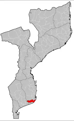 Inharrime District on the map of Mozambique