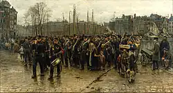 Isaac Israëls, Het transport der kolonialen (Transport of the Colonial Soldiers), showing recruits for the Royal Netherlands East Indies Army marching through Rotterdam to their transport to the Dutch East Indies[25]