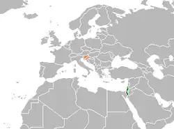 Map indicating locations of Israel and Slovenia