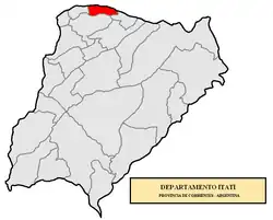 location of Itatí Department in Corrientes Province