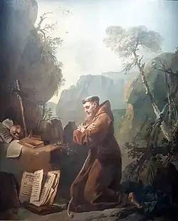 Saint Francis Meditiating. by Jean-Baptiste Marie Pierre (1747]