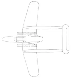 Proposed CL-armament for the Saab 21R, consisting of four 95 mm internal-propellant caseless cannons mounted in the wings