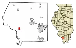 Location of Gorham in Jackson County, Illinois.