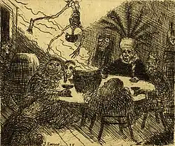 King Pest (1895) etching, 10 × 12 cm, Royal Library of Belgium, Brussels