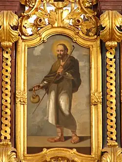 James the Elder with a pilgrim's staff and letter in his hands