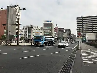 Japan National Route 188 in front of Iwakuni Station.jpg