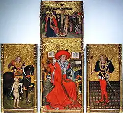 Jaume Ferrer II – Saint Jerome, Saint Martin of Tours, Saint Sebastian and the Calvary