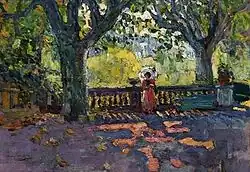 Elegante sur la terrasse