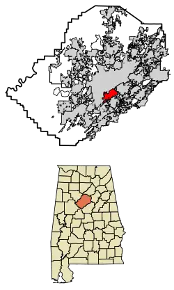 Location of Homewood in Jefferson County, Alabama