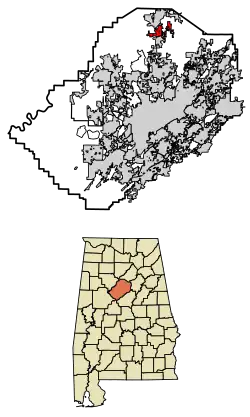 Location of Kimberly in Jefferson County, Alabama.